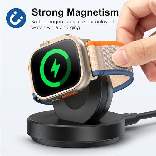 Sleek Sky Blue Portable Magnetic Charging Dock for Apple Watch – Fast Wireless Charger with Nightstand Mode, Compatible with Series 10, 9, 8, 7, SE, 6, 5, 4, 3, 2, Ultra 2 – Travel-Friendly Design with Premium Charging Cable for Effortless Power and Style
