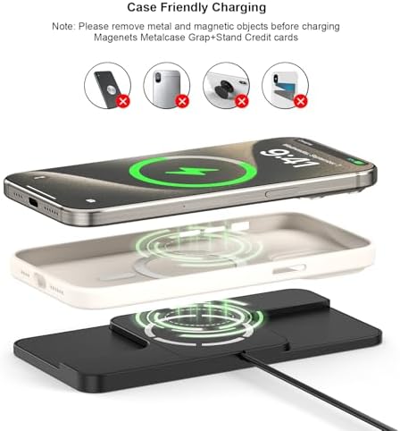 Magnetic Fast Wireless Car Charger Pad – 15 W Cordless Charging Mat for i Phone 16/15/14/13/12 & Air Pods – Innovative Design with Camera Cutout for Enhanced Fit – Includes 40 W QC 3.0 Car Charger – Overheating Prevention Technology – High-Speed Dual Port Charging for Optimal Performance