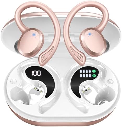 Premium Bluetooth 5.3 Wireless Earbuds – IP7 Waterproof Sport Headphones with 48-Hour Battery Life, Noise-Cancelling Mic, and 3 D Hi-Fi Stereo for Ultimate Workout Performance – Perfect for Running and Gym Enthusiasts