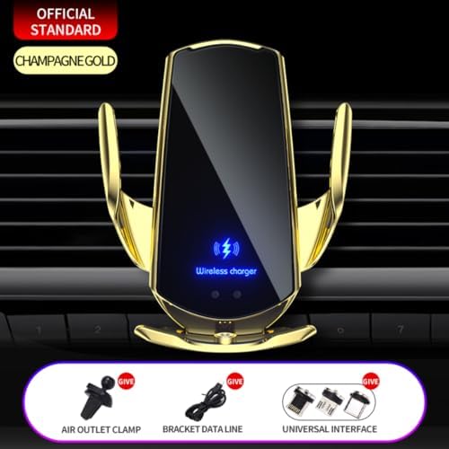 15 W SIHENMY Wireless Car Charger & Auto-Clamping Phone Mount – Fast Charging for i Phone 14/13/12 Mini/Pro Max & Samsung Galaxy S23/S22/S21+ – Stylish Red Vehicle Accessory for Effortless One-Handed Operation & Enhanced Compatibility