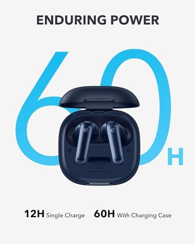 Anker Soundcore P40 i Wireless Earbuds – Adaptive Noise Cancelling with Heavy Bass, 60-Hour Playtime, IPX5 Waterproof, Bluetooth 5.3 for Effortless Connectivity, Dual Purpose Charging Case and Phone Stand, Ideal for Active Lifestyles and Daily Commutes