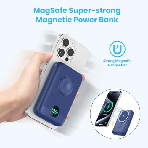 Revolutionary 4-in-1 Magnetic Portable Charger 10800 m Ah – Rapid USB-C Power Bank with LCD Display, Fast Charging for i Phone 16/15/14/13/12 & Apple Watch – Sleek White Design for Ultimate Compatibility and On-the-Go Convenience