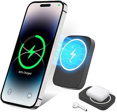 Magnetic 10,000 m Ah Fast Charging Power Bank for i Phone 15/14/13/12 – 20 W Wireless Portable Charger with USB-C Dual Ports & Cable – Effortless Magnetic Attachment for On-the-Go Power Efficiency