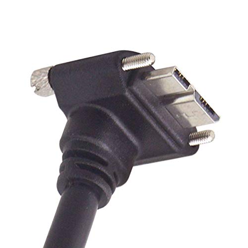 Chenyang 90-Degree Micro USB 3.0 Cable – Type A Male to Micro B Male, 3 M High-Speed Connector for Industrial Cameras & Devices, Enhanced Durability with Mount Panel Screws, Perfect for Tight Spaces and Optimal Cable Management