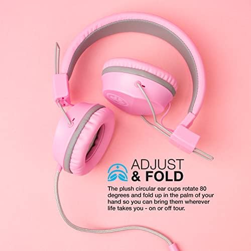 Experience Superior Sound with JLab JBuddies Studio On-Ear Kids Headphones – Safe Volume Limiter, Adjustable & Folding Design, Noise Isolation, Built-in Mic for Toddler Audio Enjoyment (Graphite/Blue) – Perfect for Home, School, and Travel