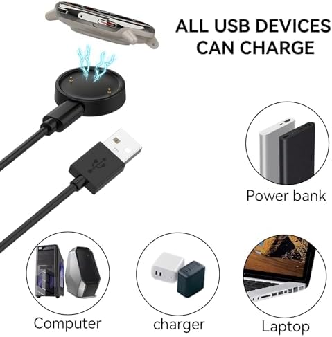 Efficient 3.3 FT USB Charging Cable for Amazfit Active 2 and BIP 6 – Enhance Your Smartwatch Power with Fast Charging and Robust Durability, Ideal for Everyday Use and Versatile Charging Solutions for Active Lifestyles