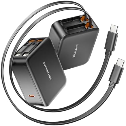 Revolutionary 62 W Retractable Wall Charger with Dual Cables – All-in-One 3-Port USB Power Hub for i Phone 16/15/14/13/12/11, Samsung, LG, Tablets – Ultimate Travel Companion with Fast Charging Innovation and Compact Design