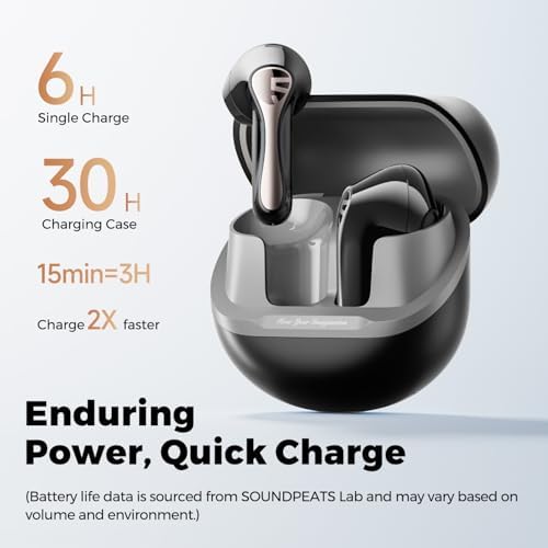 Transform Your Listening Experience with Sound PEATS Air5 Lite Wireless Earbuds – Exceptional Bluetooth 5.4 Performance, 13 mm Drivers for Immersive Hi-Res Audio, and State-of-the-Art Environmental Noise Cancellation for Crystal Clear Calls – Robust 30-Hour Battery Life with Rapid Recharge Capability – Ideal for Audiophiles, Gamers, and Professionals Seeking Superior Comfort and Sound Clarity