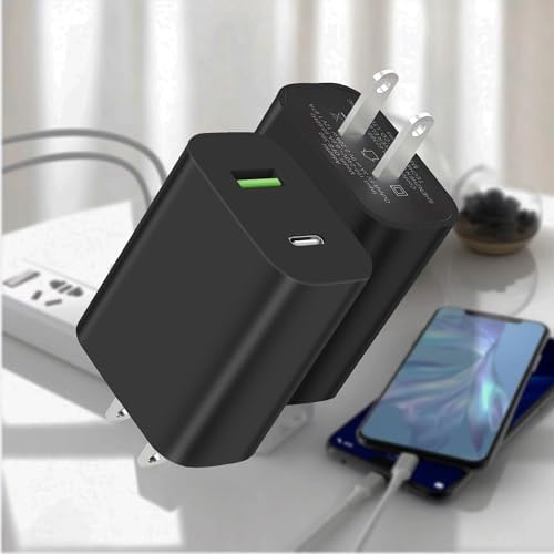 20 W Dual Port USB C Charger Block – Fast Charging Power Adapter (2-Pack) for i Phone 14/13/12/11, i Pad, Samsung & More – Compact, Reliable, and Efficient Wall Charger for All Your Devices