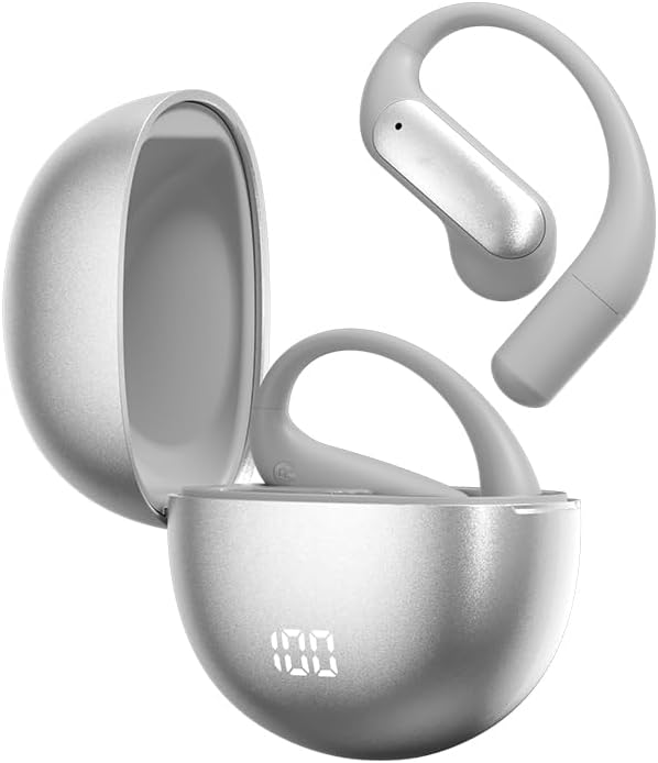 Experience Unmatched Audio Freedom with Open Ear Bluetooth Earbuds Featuring AI Technology – 60 Hours of Continuous Playtime, IPX7 Waterproof Design, and User-Friendly Touch Controls for Active Lifestyles – Ergonomically Crafted Sport Headphones Perfect for Running and Outdoor Adventures – Ultimate Device Compatibility in a Sleek Black Finish
