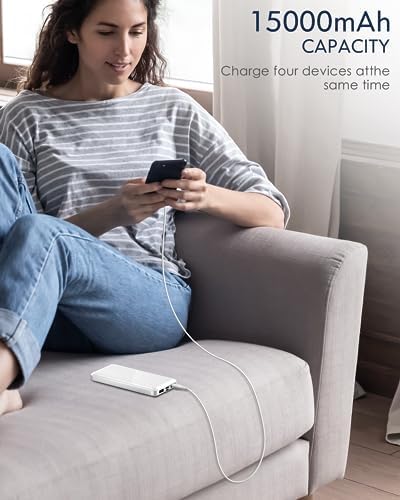 Feeke 15,000 m Ah Dual USB Portable Charger – High-Speed Power Bank with 5 V/3.1 A Output for Rapid Device Charging – Ideal for Smartphones, Tablets, and USB Gadgets – Sleek Black Design for Effortless Portability and Enhanced Device Compatibility