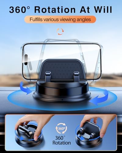 Ultimate 360-Degree Rotating Car Phone Holder – Secure Dashboard Mount for Hands-Free Use, Compatible with i Phone 16 Pro Max & Samsung Z Fold 6 – Sleek Black Design for Enhanced Safety and Convenience