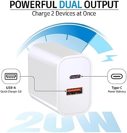 20 W Dual-Port USB C Charger Block – Fast Charging Adapter for i Phone & Samsung Galaxy – 3-Pack Power Wall Plug with PD & QC Technology for Home, Office, and Travel – Compact, Lightweight, Enhanced Compatibility for Rapid Device Charging – Perfect for i Phone 16/15/14/13/12/11/Pro Max/XS/XR/X Users