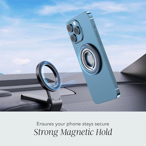 Cocomii Eco-Friendly 360° Magnetic Phone Ring Holder – Ultimate Grip and Kickstand for Mag Safe i Phones, Compatible with 16 Pro Max, 15, 14, 13, 12, Plus, Mini – Stylish Black Design for Enhanced Versatility and Secure Use