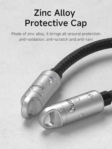 Hagibis USB4 Portable Keychain Cable – 0.5 ft Type-C to Type-C, 80 Gbps Data Transfer, 240 W Fast Charging, 8 K@60 Hz Video Output for i Phone 16 Pro Max & i Pad Pro – Compact Lanyard Design for Ultimate Convenience