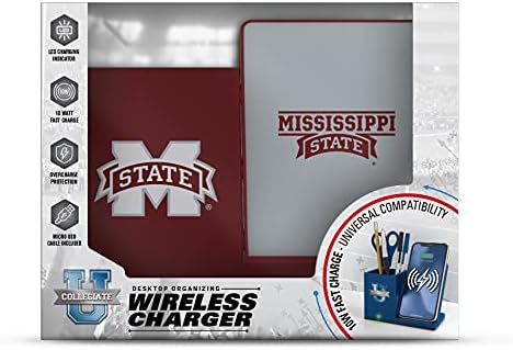 NCAA Unisex Fast Wireless Charging Stand & Desk Organizer – Stylish Multi-Device Charger for Sports Enthusiasts, Efficient Workspace Solution with Built-in Accessory Compartments