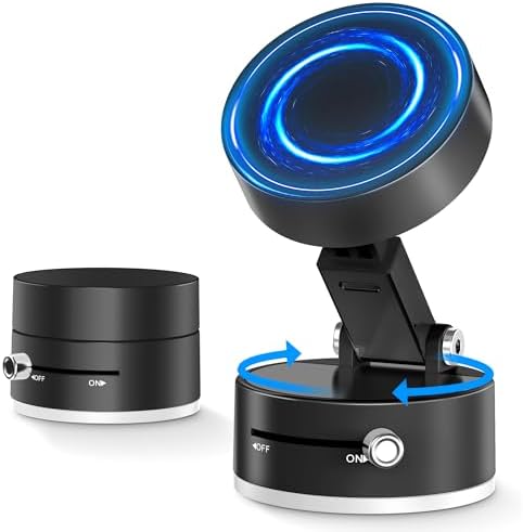 CreaDream Vacuum Magnetic Suction Car Phone Holder, 2025 Upgraded Foldable Suction Cup Phone Mount Stand with 360° Rotation, Car Accessories for All Smartphones, for Shower/Car/Mirror/Smooth Surface – Enhanced Compatibility and Speed