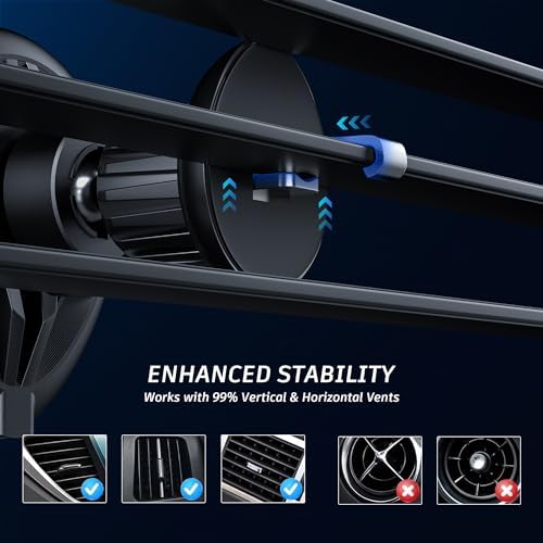 Revolutionary Mag Safe Wireless Car Charger Mount – 15 W Fast Charging with LED Indicator | Secure Magnetic Phone Holder for i Phone 16 Pro Max/15 Pro Max/14 Pro Max/13/12 | Flexible Air Vent & Dashboard Installation for Ultimate Convenience | Superior Stability and Performance for Safety-Conscious Drivers