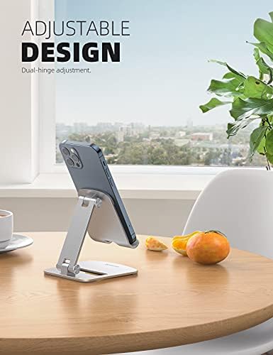 Lamicall [  Aluminum Stable Large Base Phone Stand Holder for Desk, Superb Surface Craftsmanship, Portable Cell Phone Dock, Compatible with 4-10” Cellphone and Tablets, Silver – Enhanced Compatibility and Speed