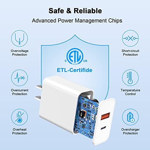 20 W Dual-Port USB-C & USB-A Fast Charging Adapter for i Phone 16/15 Series – Compact Wall Charger with USB A to USB C Cable for Ultimate On-the-Go Power Delivery – Ideal Home & Travel Charging Solution for Busy Lifestyles