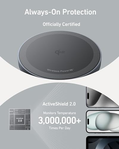 Elevate Your Charging Experience with the Anker Mag Safe Wireless Charger Pad for i Phone 16 Series – Qi2 Certified 15 W Fast Charge, USB-C Adapter Included, Compatible with i Phone 16/16 Plus/16 Pro/16 Pro Max/15/14/13/12 – Sleek, Magnetic Design Ensures Optimal Alignment and Performance