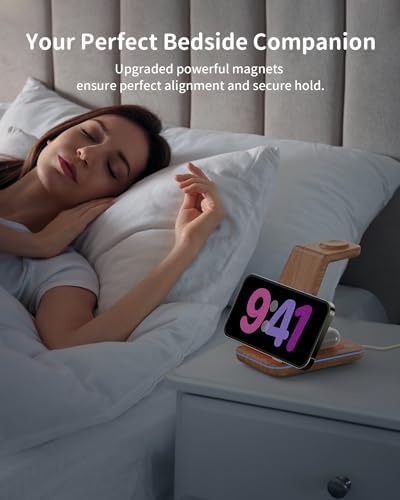 Magnetic Wireless Charging Station for i Phone 15/14/13/12 Pro Max & Apple Devices – Joy Geek 3-in-1 Fast Charger Pad for i Phone, Apple Watch Ultra 9-2, and Air Pods – Compact Design with Enhanced Compatibility and Secure Magnetic Alignment