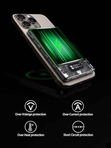 Mavulo Mag Safe Ultra-Slim 5000 m Ah Wireless Power Bank – Portable Charger with 18 W USB-C Fast Charging for i Phone 12-16 Series – Lightweight Design with LED Battery Indicator for Effortless On-the-Go Power Solutions
