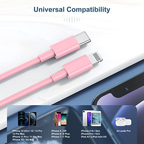 Premium 2 Pack USB C to Lightning Cable – 6 ft Apple MFi Certified Fast Charging Cord for i Phone 13/12/11 Pro/Max, Durable Power Delivery Charging Solution in Sleek Black – Unmatched Speed and Compatibility for On-the-Go Users