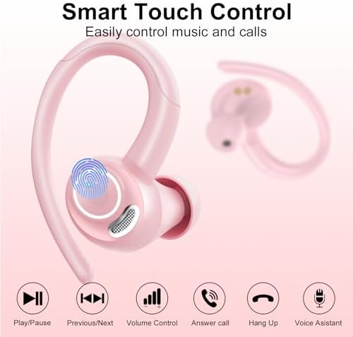 Elevate Your Audio Experience with VKROBAG Bluetooth 5.3 Sports Earbuds | CVC 8.0 Noise Cancellation for Crystal-Clear Sound | IP7 Waterproof Design Ensures Durability in Any Weather | 48-Hour Playback for All-Day Listening | Secure Over-Ear Hooks for Active Lifestyles | Immersive Enhanced Bass for Dynamic Sound Quality | Perfectly Engineered Wireless Earphones for Running, Workouts, and On-the-Go Use