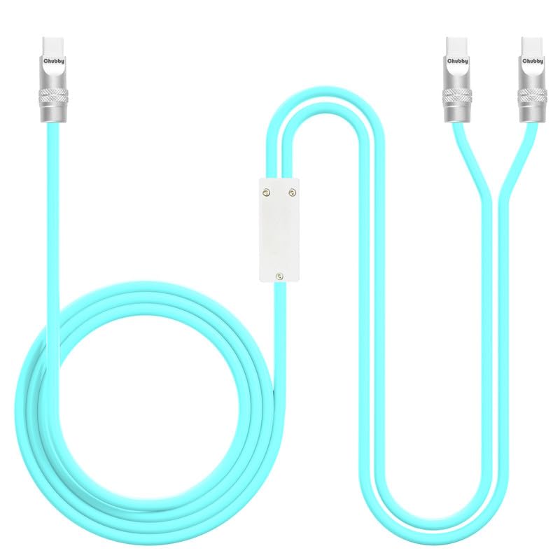 Chubbycable High-Speed 2-in-1 USB C Charging Cable – 100 W Versatile Power Solution for USB-C & USB-A Devices, 4.2 FT Durable Silicone Design in Chic Blue for Effortless Charging & Rapid Data Transfer at Home, Office, or On-the-Go