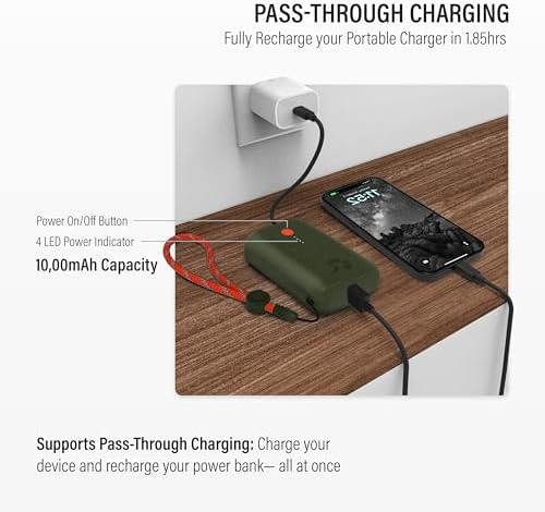 Ultimate Champ 10,000 m Ah Portable Charger – Dual USB-C Power Bank with 20 W Fast Charging for i Phone, Laptops, Tablets & More – Travel Essential with Included Cable for Enhanced Device Compatibility and Performance