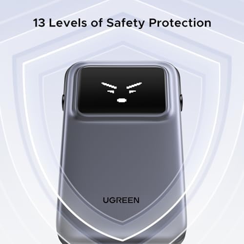 UGREEN Uno 10,000 m Ah Power Bank with Integrated USB-C Cable – PD 30 W Fast Charging Battery Pack Featuring TFT Display for i Phone 16, Galaxy S24, Pixel, i Pad & More – Ultimate Portable Charger for Enhanced Device Compatibility and Speed Efficiency