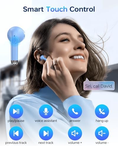 Next-Gen Bluetooth 5.3 Waterproof Earbuds – 40-Hour Ultra-Long Playback Wireless Headphones with Touch Control for Active Lifestyles – Sleek Indigo In-Ear Design, Ideal for Sports, Daily Commutes, and Casual Listening, Unmatched Comfort & Crystal-Clear Sound for Phones, Tablets, and Laptops