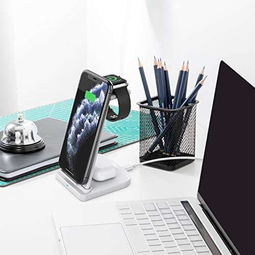 Ultimate 3-in-1 Portable Wireless Charging Station for Apple Devices – Fast Charging Hub for i Phone 15/14/13/12, Apple Watch Series 1-9/Ultra, Air Pods Pro – Sleek, Compact Design for Travel Convenience and Enhanced Compatibility