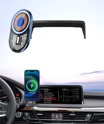 Wireless charging car phone holder For 2019-2023 BMW The X5 / 2020-2023 BMW X6 /2019-2022 BMW X7 Accessories 12.3-inch Screen Fixed Clip,360° Rotation car phone mount Compatible with MagSafe – Enhanced Compatibility and Speed