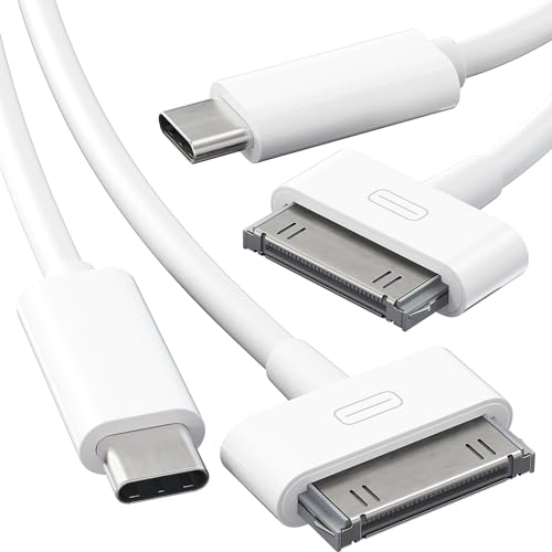 Upgrade Your Apple Connectivity with 30-Pin to USB-C Adapter Cable – 3 ft Durable Data Transfer & Charging Solution for i Phone, i Pad, i Pod – High-Speed Syncing & Sleek White Design for Enhanced Performance