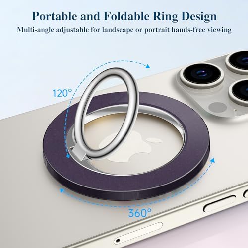 Discover the GVIEWIN Magnetic Phone Ring Holder: A Cutting-Edge 360° Rotatable Kickstand for Mag Safe Devices – Perfectly Tailored for i Phone 16 Pro Max/Plus, 15, 14, and 13 (Elegant White Finish) – Unmatched Stability and Hands-Free Viewing Experience Upgrade your smartphone usage with this premium accessory that not only enhances grip but also transforms your device into a versatile stand for effortless video calls and streaming. Featuring a robust magnetic attachment for secure hold, this stylish phone ring holder is engineered for seamless integration with Mag Safe technology. Experience the freedom of adjustable angles, allowing for convenient portrait or landscape modes, perfect for navigation or entertainment on-the-go. Its sleek white design not only ensures durability but adds a sophisticated touch to your device. Elevate your everyday smartphone experience with the GVIEWIN Magnetic Phone Ring Holder – where functionality meets elegance.