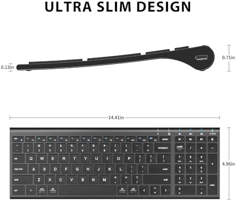 Experience Unmatched Versatility with the i Clever BK10 Bluetooth 5.1 Wireless Keyboard – Ergonomic Comfort Meets Multi-Device Connectivity for Mac, i Pad, i Phone, Android, and Windows – Full-Size Layout with Number Pad for Enhanced Productivity and Seamless Workflow – Rechargeable, Lightweight, and Stylish Design for Effortless Typing Anywhere