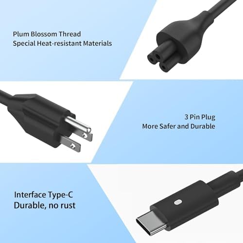 Powerful 65 W USB-C Laptop Charger for Dell – Optimized for XPS & Latitude Series – Lightweight, Travel-Friendly AC Adapter with Advanced Safety Mechanisms – Perfect for Home and Office Use – Versatile Fast Charging Solution for Enhanced Device Performance and Protection