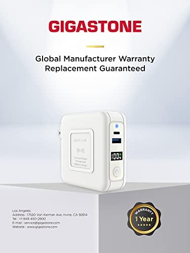 Gigastone 10,000 m Ah 3-in-1 Qi Wireless PD Power Bank with AC Plug – Fast Charging Solutions for i Phone & Android – USB-C PD 20 W, USB-A QC3.0 18 W, Qi 15 W Compatibility – Global Voltage for International Use – Sleek & Portable Design for On-the-Go Charging