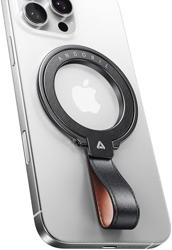 Elevate Your i Phone Experience with the andobil 2025 Premium Leather Magnetic Phone Grip – Unmatched Stability & Adjustable Kickstand for Seamless Mag Safe Integration, Compatible with i Phone 16 Pro Max/15/14/13 in Elegant Brown – Luxurious Design Meets Exceptional Functionality