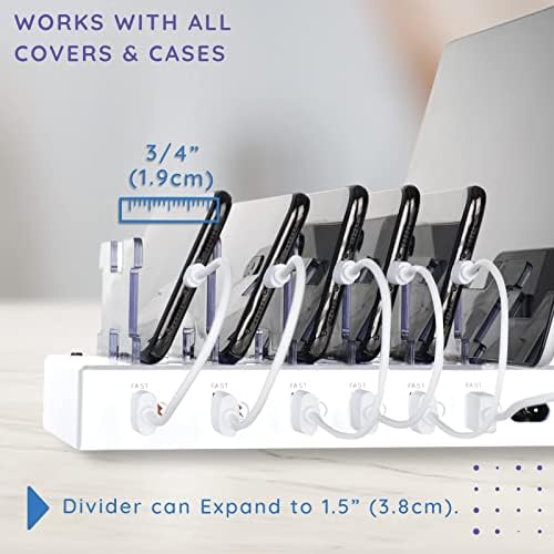 Stylish 6-Port USB Charging Dock in Elegant Pink – High-Speed Multi-Device Charger for i Phone and Android – Smart Technology for Fast, Safe Charging – Ideal for Home, Office, and Travel – Compact, Clutter-Free Design for Effortless Organization and Portability