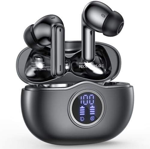Unleash Superior Audio Performance with Sea Blue Wireless Earbuds – Featuring Bluetooth 5.3 for Rapid Connection, 40-Hour Endurance, Deep Bass Enhancement, and Noise Cancelling Technology – IP7 Waterproof for All-Weather Use with i Phone & Android Compatibility