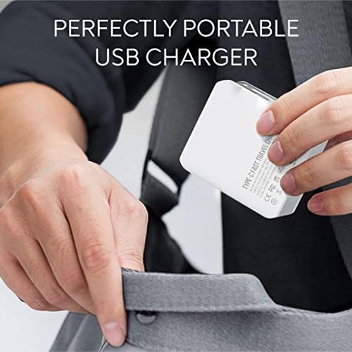 MANTO 30 W Dual Port USB-C Fast Wall Charger with Foldable Plug – Compact Travel Adapter for i Phone 15, i Pad, Samsung Galaxy, and Android Devices – Efficient Charging Solution for Home, Office, and International Use – Enhanced Compatibility and Speed