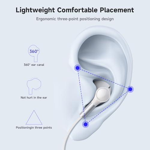 Ultimate Hi-Fi USB C Earbuds for i Phone & Samsung Galaxy – Premium Wired Headphones with Built-in Microphone, On-the-Go Volume Control, and Universal Compatibility for i Pad & Google Pixel – Durable Design for Audiophiles and Professionals Seeking Superior Sound Quality and Comfort