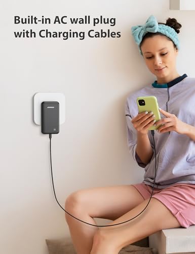 Experience Ultimate Portability with Alongza 10,000 m Ah Fast Charging Power Bank – Sleek Design with Built-In Cables and AC Plug for Effortless Device Charging on the Go – Lightweight, Compact USB C External Battery for Seamless Travel Convenience and Enhanced Compatibility Across All Smartphones and Gadgets