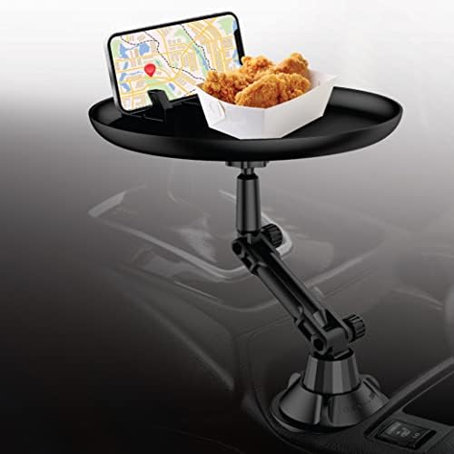 Ultimate Car Cup Holder Tray with Adjustable Phone Mount | 7.5-Inch Anti-Slip Food and Beverage Companion | Swivel Design for Easy Access and Viewing | Fits Cup Holders 2.5 to 4 Inches Wide | Elevate Your Driving Experience with Enhanced Compatibility and Convenience