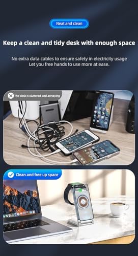 3-in-1 Magnetic Charging Dock for Apple Devices – Foldable & Portable Wireless Charger for i Phone 15/14/13/12 Max/Pro/Mini, Air Pods & Apple Watch – Fast, Efficient Charging Station in Sleek White Finish for Home & Travel