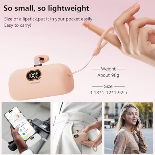 LUCKYDUO 5000 m Ah Ultra-Compact Power Bank with 20 W Fast Charging – Lightweight USB-C Portable Charger for i Phone 15/16, Air Pods, Samsung Galaxy & Android Devices – LED Battery Status Display for Effortless Power Management