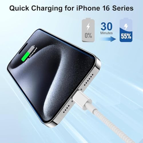 Ultra-Long 10 FT i Phone Fast Charger Cable – Type C to Lightning USB-C Cord for i Phone 16 Pro Max, 15 Series, i Pad & Mac Book Pro – Rapid Charging & Enhanced Durability for Seamless Connectivity